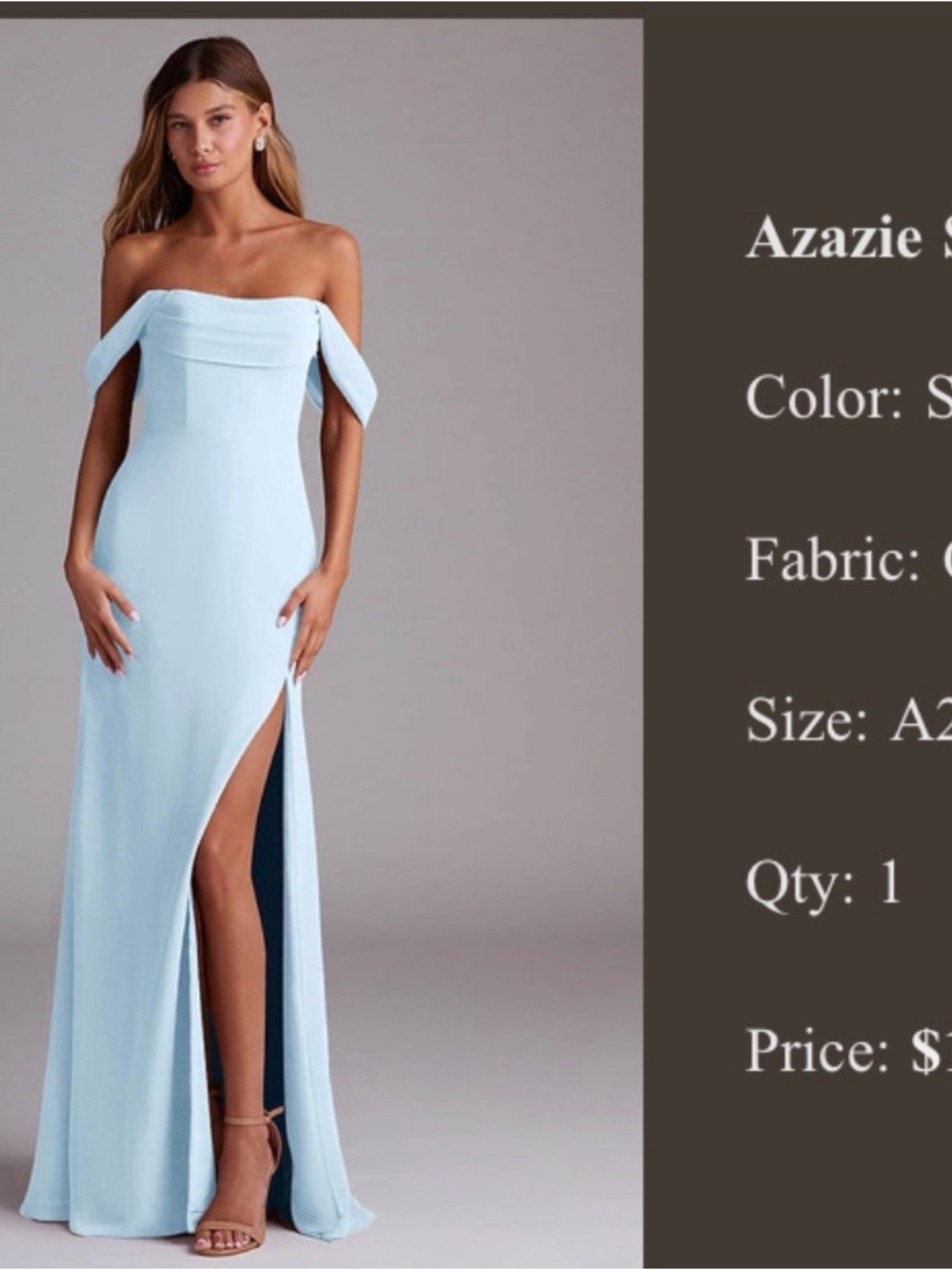 Azazie Saige Sky Blue Gown - A2 - never worn